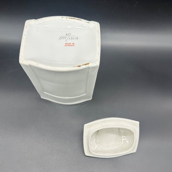 Antique German Barley Canister Pink Roses Floral Kitchen Storage Pink Flowers - Picture 6 of 11